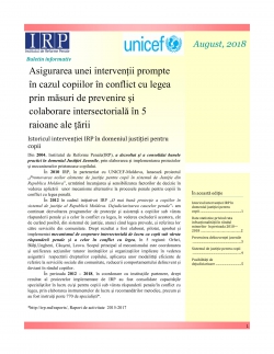 Buletin informativ pentru luna august în cadrul proiectului „Asigurarea unei intervenții prompte în cazul copiilor în conflict cu legea prin măsuri de prevenire și colaborare intersectorială în 5 raioane ale țării”
