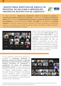 Buletin informativ realizat de IRP în perioada lunilor: Iulie, august, septembrie 2020 Buletin informativ realizat de IRP în perioada lunilor: Iulie, august, septembrie 2020
